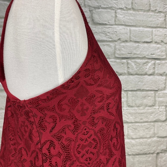 Miami Red Lace Cutout Neckline Dress - Picture 4 of 5